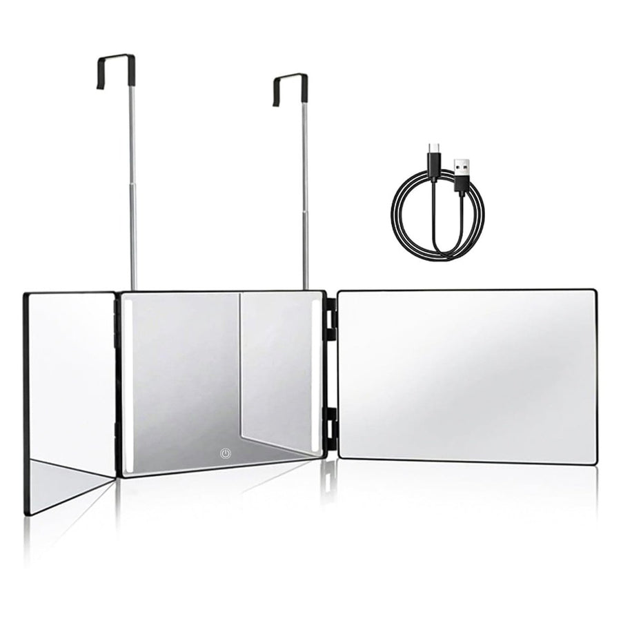 Tri-Fold Mirror with Telescopic Hanger Image 1