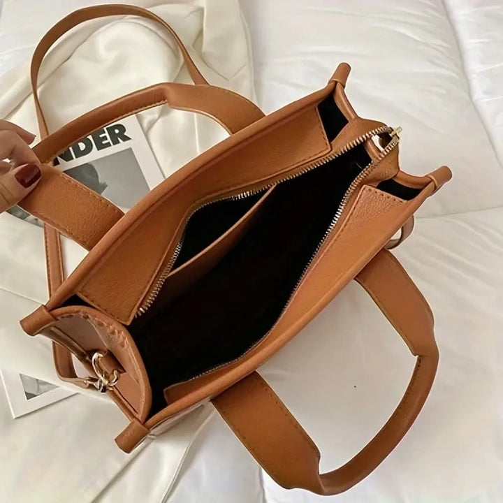 Trendy Leather Tote Bag Small Personalized Top Handle Crossbody Handbags Image 11