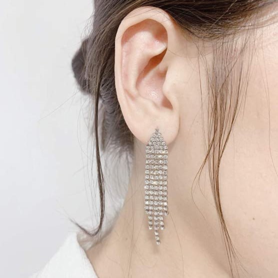 Tassel Linear Drop Earrings Image 9