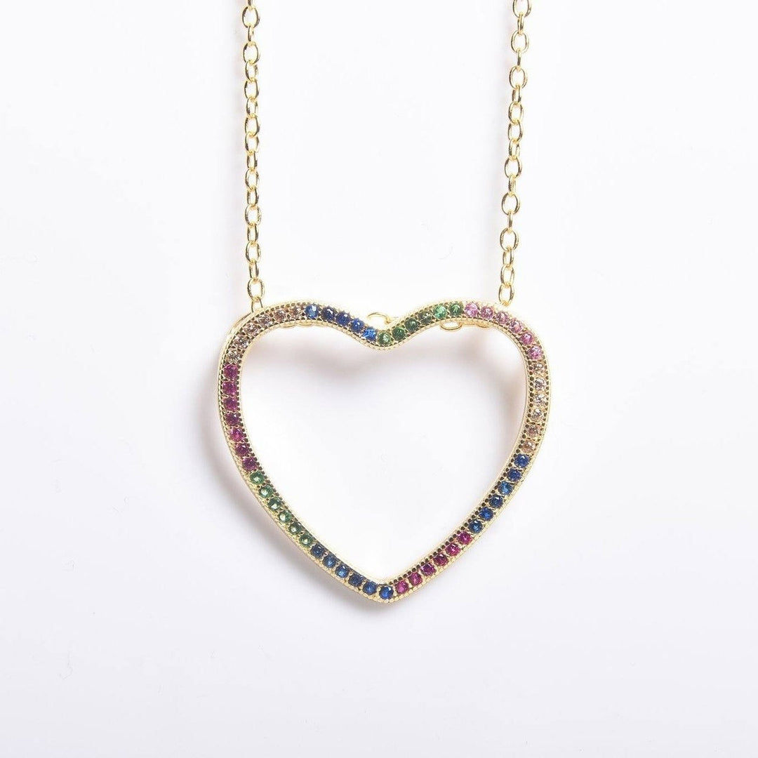 Thin Open Heart Rainbow Necklace Image 1