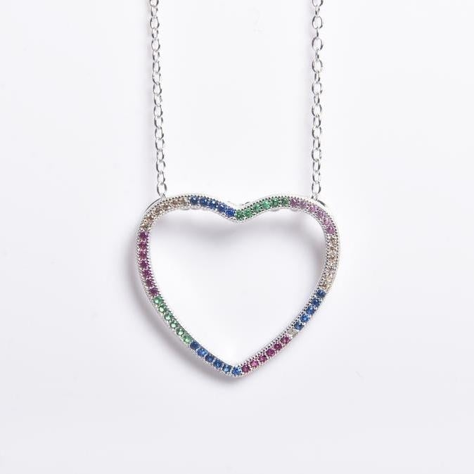 Thin Open Heart Rainbow Necklace Image 2