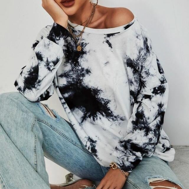 Tie Dye Drop Shoulder Sweatshirt Image 1