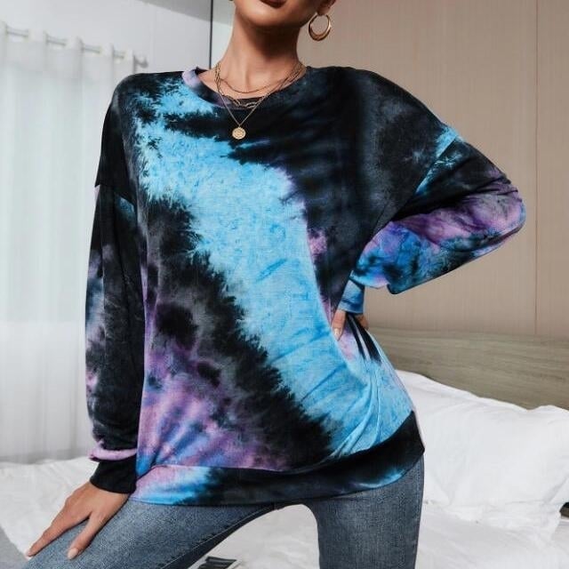 Tie Dye Drop Shoulder Sweatshirt Image 1