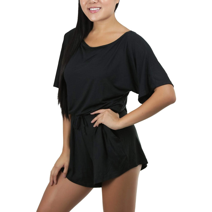 ToBeInStyle Womens Brushed Microfiber Short Sleeves Romper Image 4