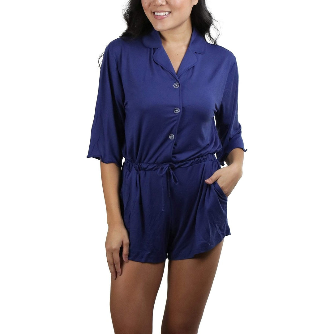 ToBeInStyle Womens Brushed Microfiber Short Sleeves Romper Image 9