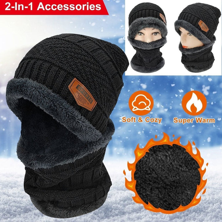 Unisex Winter Beanie Hat Scarf Set Image 12