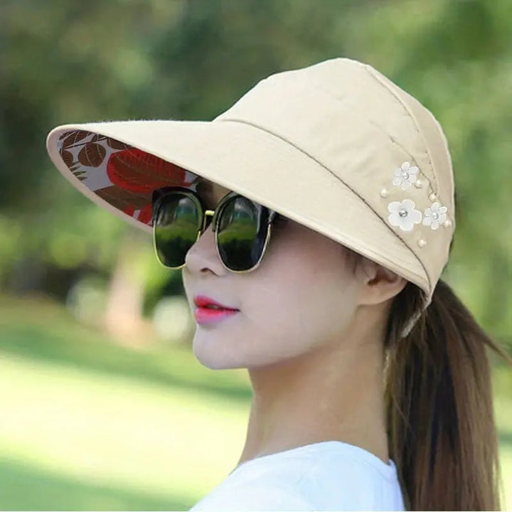 Wide Brim Sun Visor Foldable Picnic Hat Beach UV Protection Scallop Cap Image 3