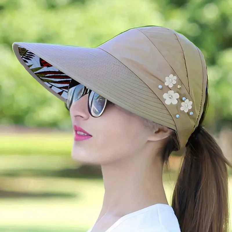 Wide Brim Sun Visor Foldable Picnic Hat Beach UV Protection Scallop Cap Image 4