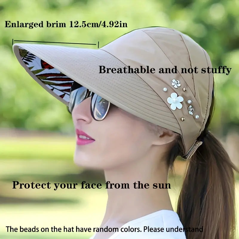 Wide Brim Sun Visor Foldable Picnic Hat Beach UV Protection Scallop Cap Image 10