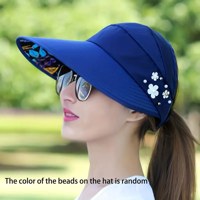 Wide Brim Sun Visor Foldable Picnic Hat Beach UV Protection Scallop Cap Image 11