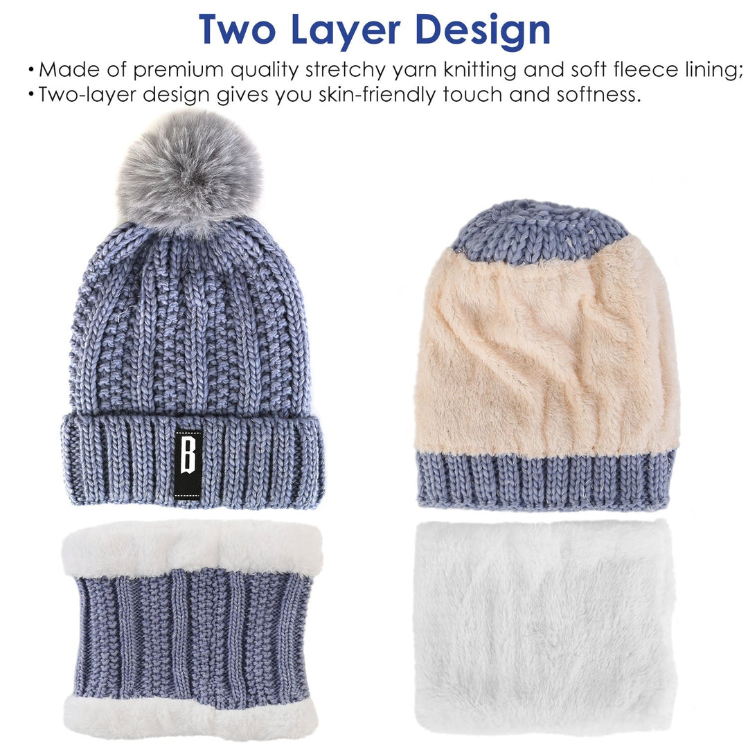 Winter Beanie Hat Scarf Set for Women Image 8