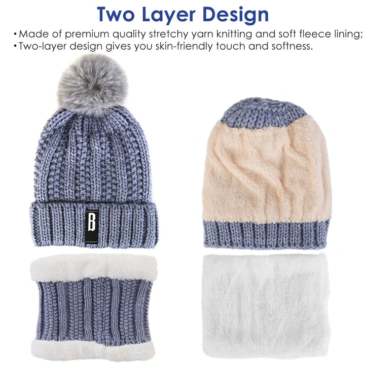 Winter Beanie Hat Scarf Set for Women Image 8