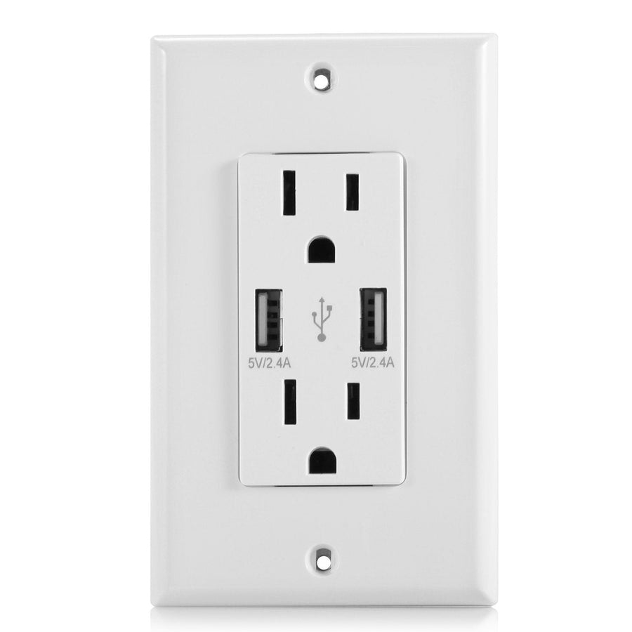 USB Wall Outlet Dual 2.4A USB Wall Charger Image 1