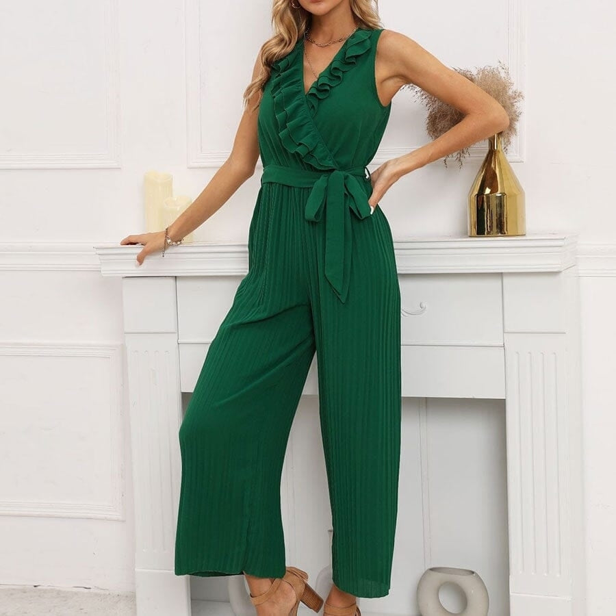 V-Neck Sleeveless Straight Summer Jumpsuit Image 1