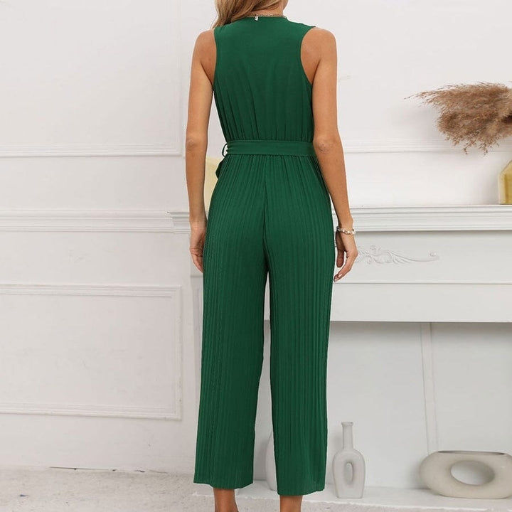 V-Neck Sleeveless Straight Summer Jumpsuit Image 9