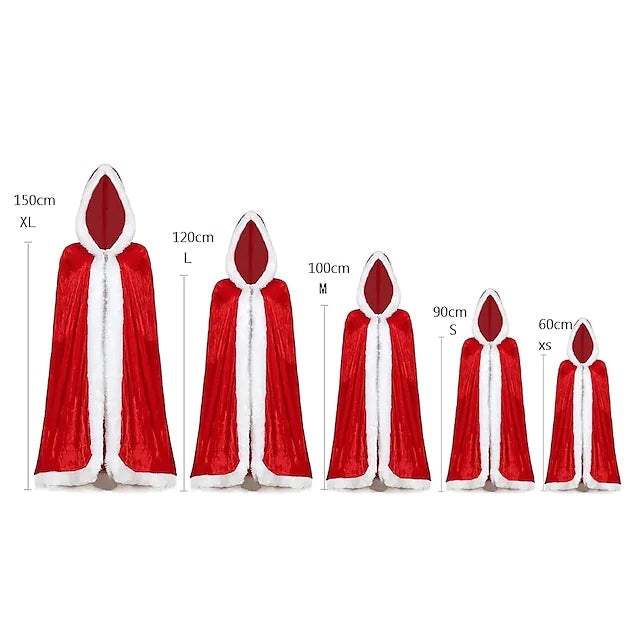 Velvet Hooded Cape Cloak Santa Cosplay Christmas Costumes Women Image 7