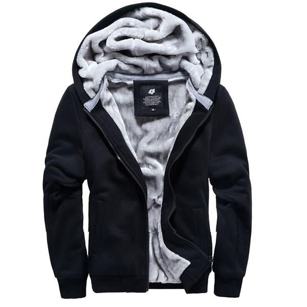 Winter Mens Hooded Long Sleeve Zipper Jacket Image 1