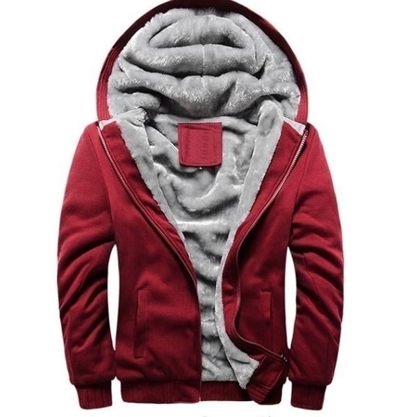 Winter Mens Hooded Long Sleeve Zipper Jacket Image 2