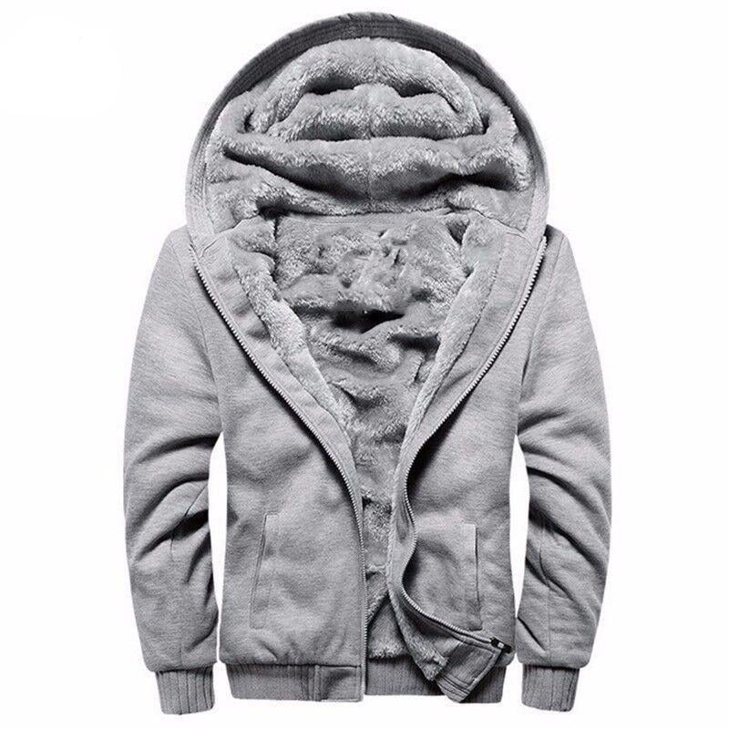 Winter Mens Hooded Long Sleeve Zipper Jacket Image 3