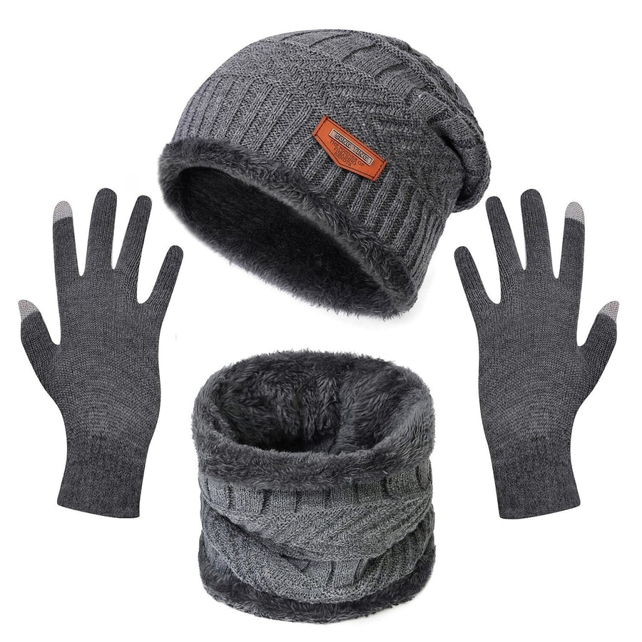 Winter Warm Beanie and Touch Screen Gloves Scarfs Set Image 1