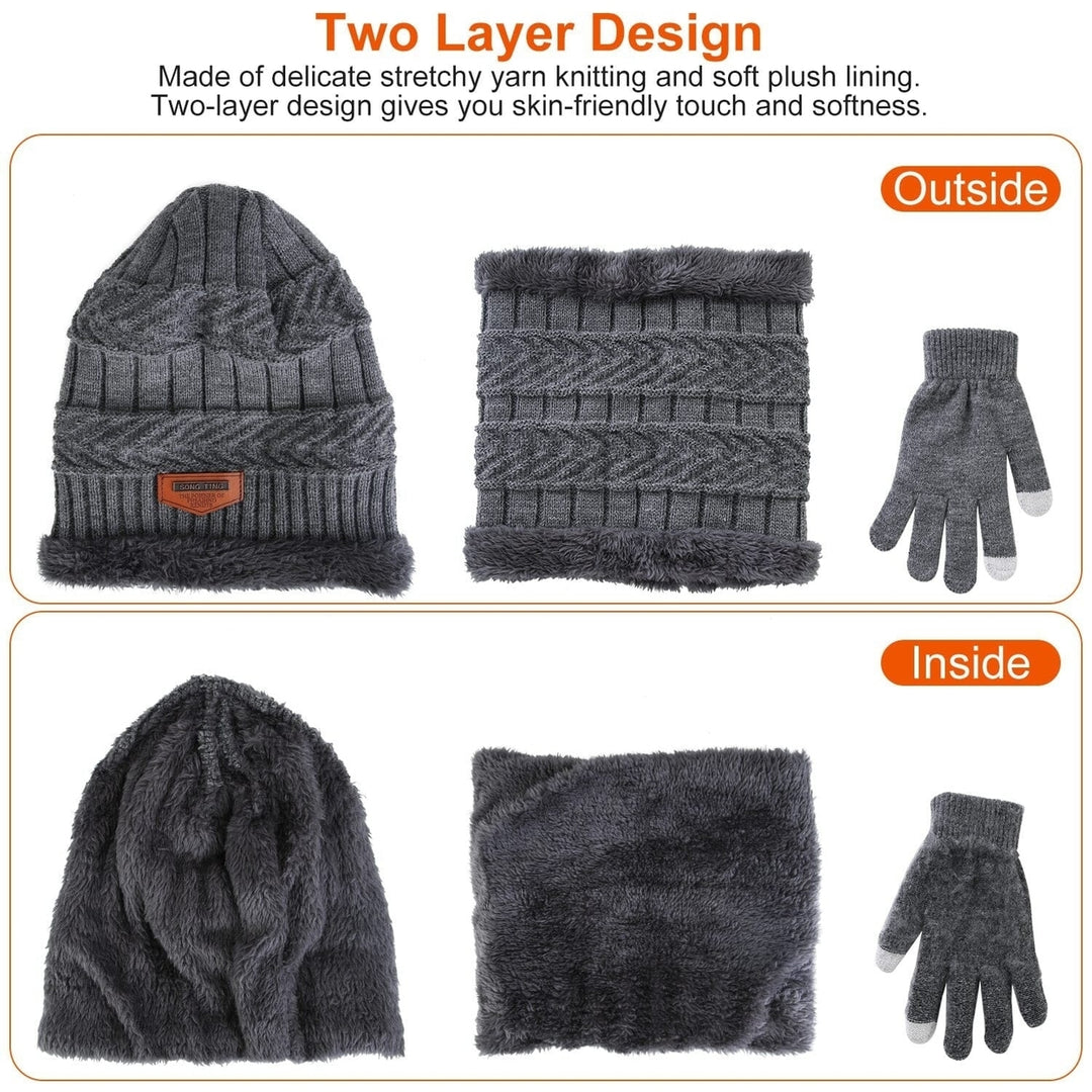 Winter Warm Beanie and Touch Screen Gloves Scarfs Set Image 11