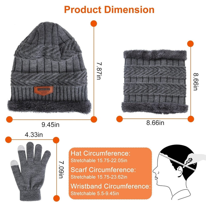 Winter Warm Beanie and Touch Screen Gloves Scarfs Set Image 12