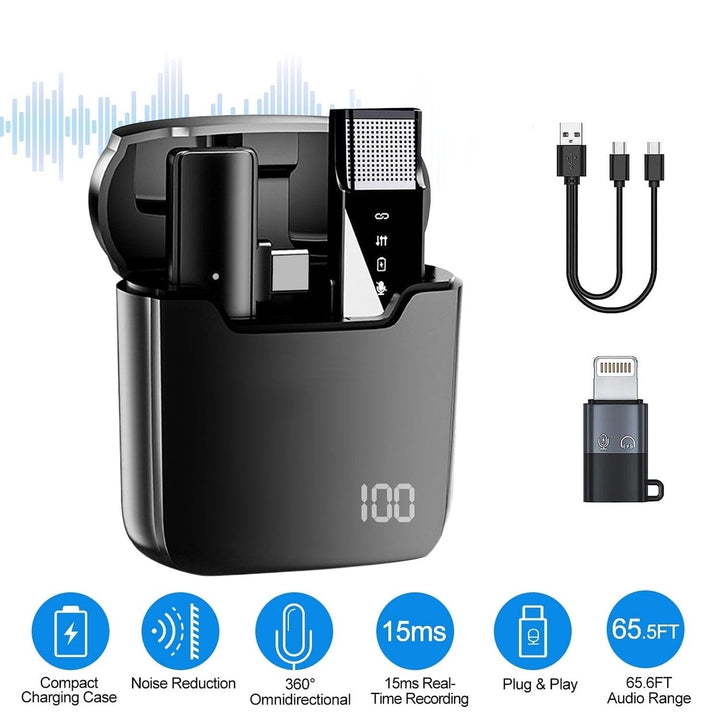 Wireless Clip On Microphone with Charging Case Image 4