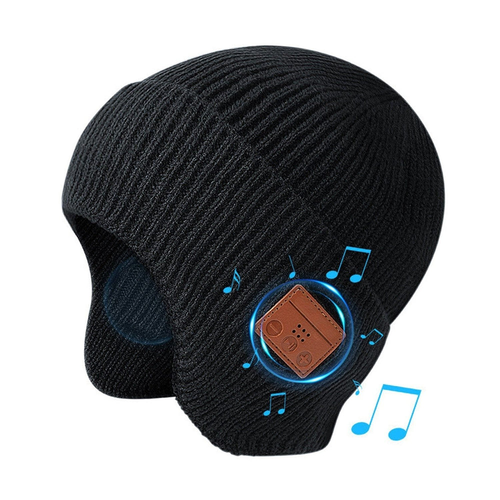 Wireless V5.0 Beanie Hat with Headphones USB Rechargeable Image 2