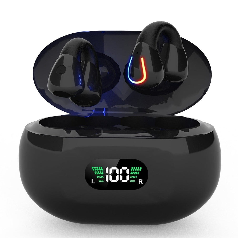 Wireless v5.3 Earbuds Clip-on Open TWS Earphones with Built-in Mic LED Charging Display Case Image 2