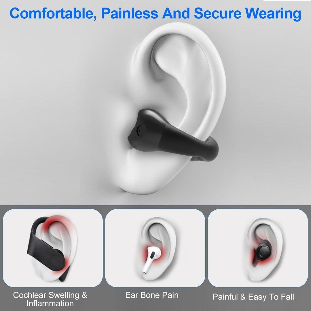 Wireless v5.3 Earbuds Clip-on Open TWS Earphones with Built-in Mic LED Charging Display Case Image 8