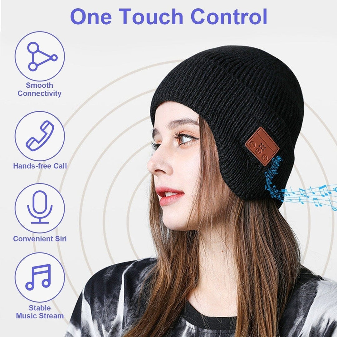 Wireless V5.0 Beanie Hat with Headphones USB Rechargeable Image 9