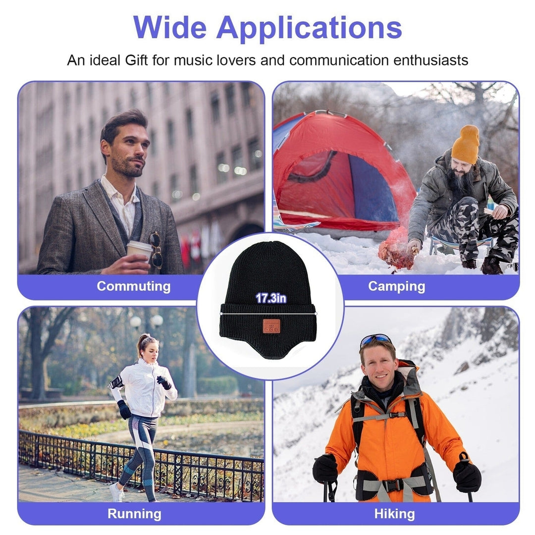 Wireless V5.0 Beanie Hat with Headphones USB Rechargeable Image 10