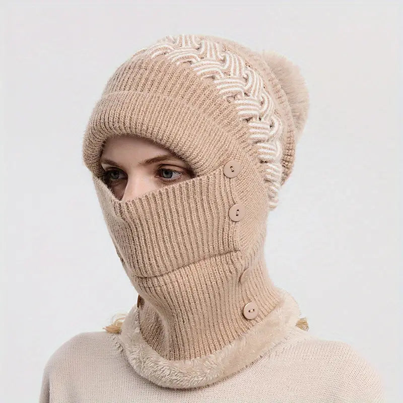 Warm Knitted Beanie Hat and Neck Warmer Set Image 6