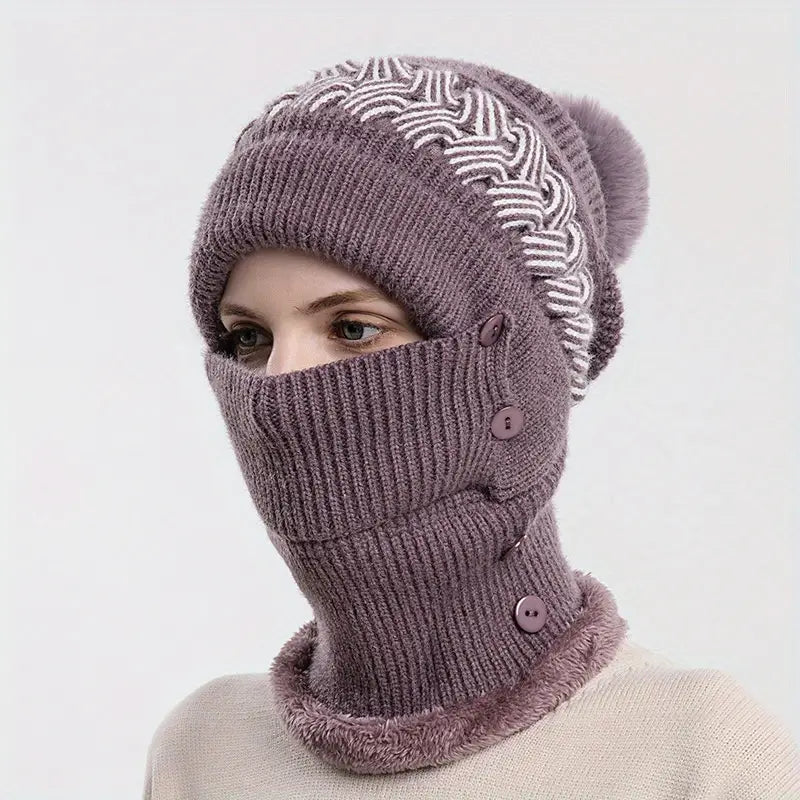 Warm Knitted Beanie Hat and Neck Warmer Set Image 7