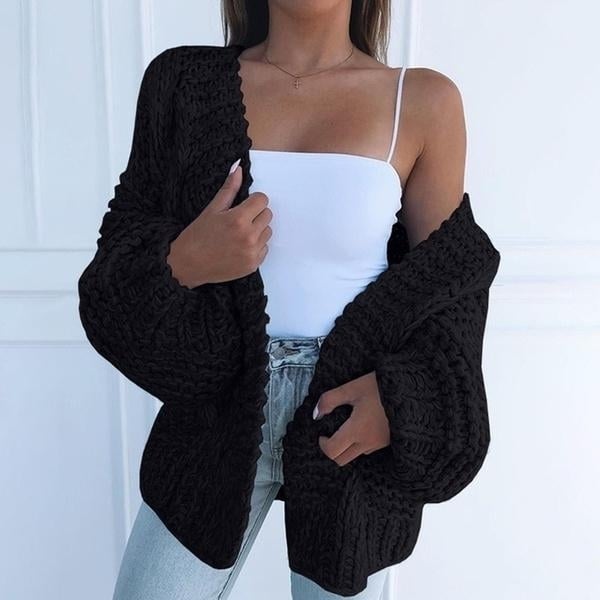 Womens Fashion Cable Knit Cardigan Image 2