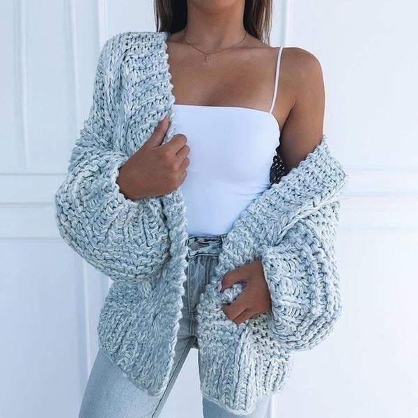 Womens Fashion Cable Knit Cardigan Image 3