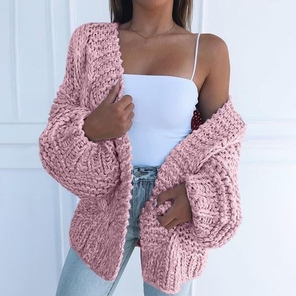 Womens Fashion Cable Knit Cardigan Image 4