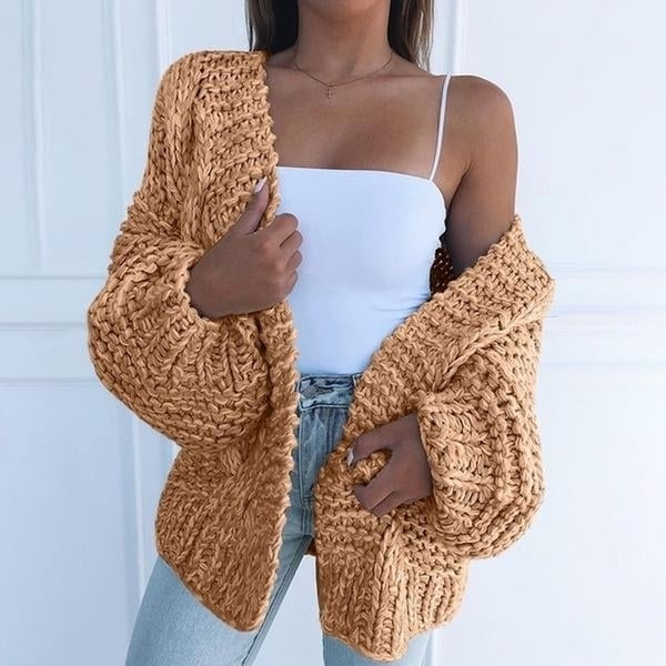 Womens Fashion Cable Knit Cardigan Image 4