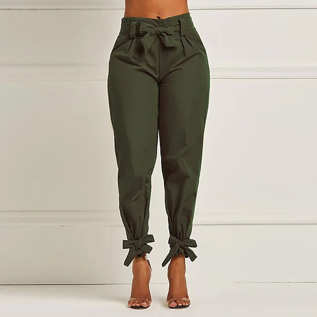 Womens Fashion Drawstring Ankle Trousers Image 2