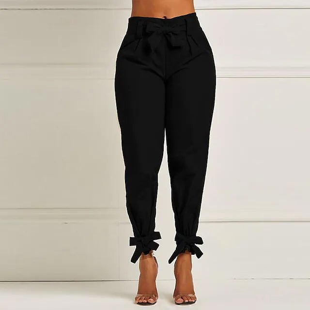 Womens Fashion Drawstring Ankle Trousers Image 3