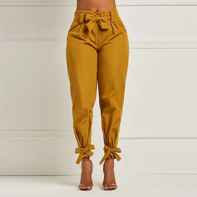 Womens Fashion Drawstring Ankle Trousers Image 4