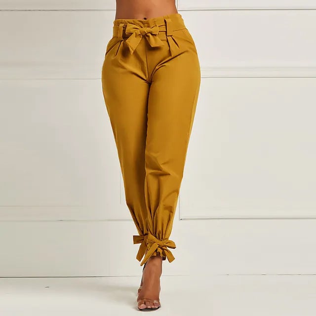 Womens Fashion Drawstring Ankle Trousers Image 4