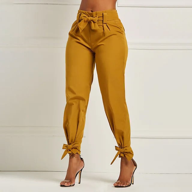 Womens Fashion Drawstring Ankle Trousers Image 6