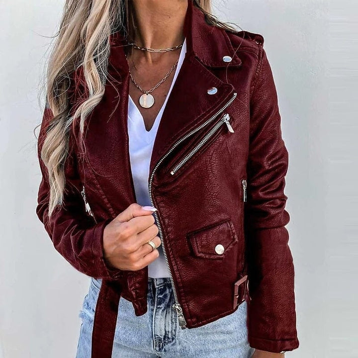 Womens Faux Modern Street Style Leather Jacket Image 1