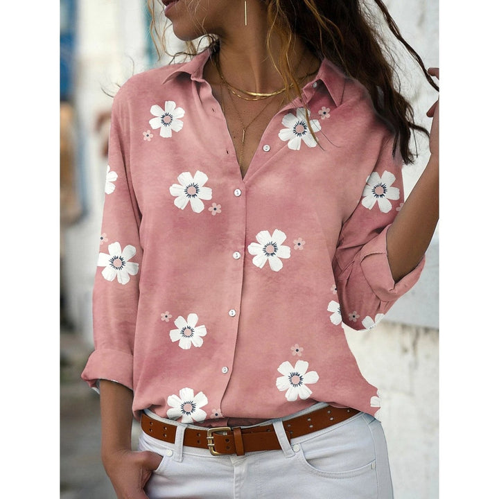 Womens Floral Button Themed Shirt Top Image 4