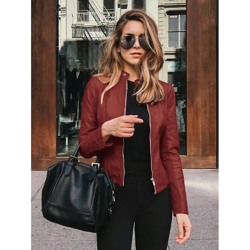 Womens Faux Leather Jacket Image 2