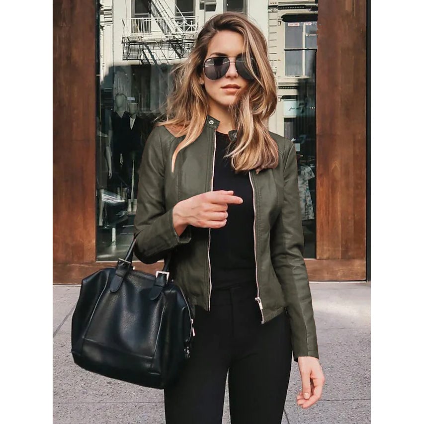 Womens Faux Leather Jacket Image 3