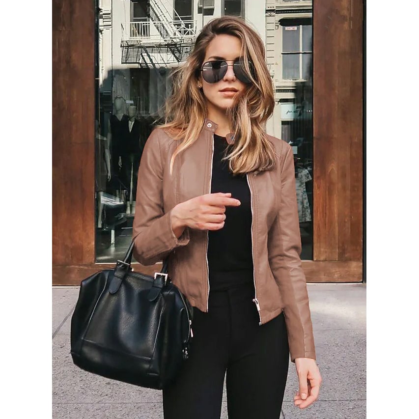 Womens Faux Leather Jacket Image 8