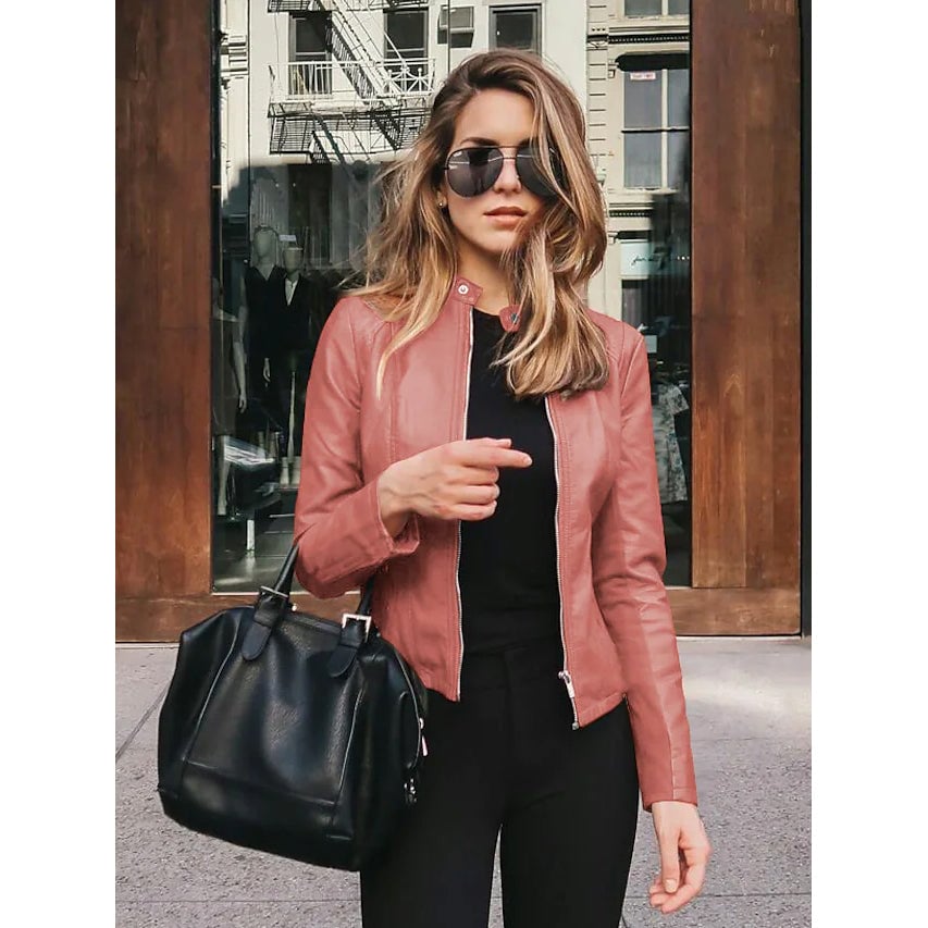 Womens Faux Leather Jacket Image 11