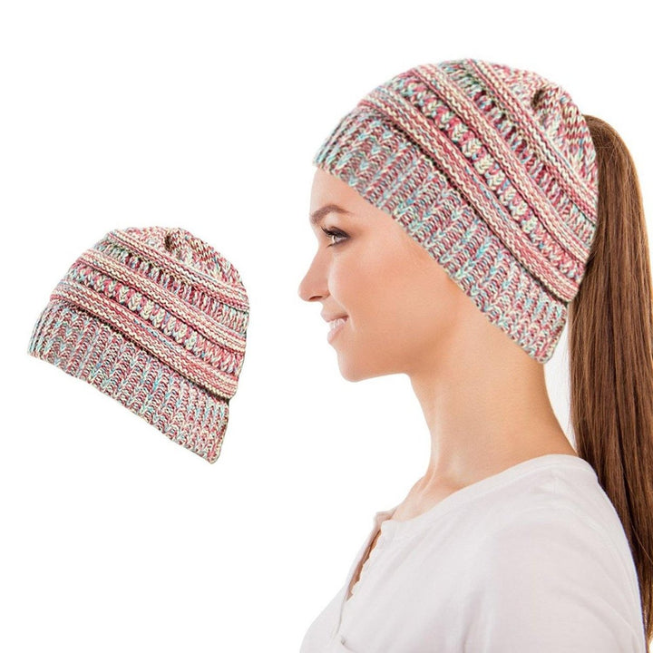 Womens Fun Warm Winter Ponytail Beanie Hat Cap Image 4